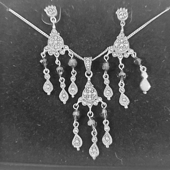 NECKLACE & Earrings .925 Sterling Silver Jewelry 3 Piece Jewelry Set - Picture 5 of 10